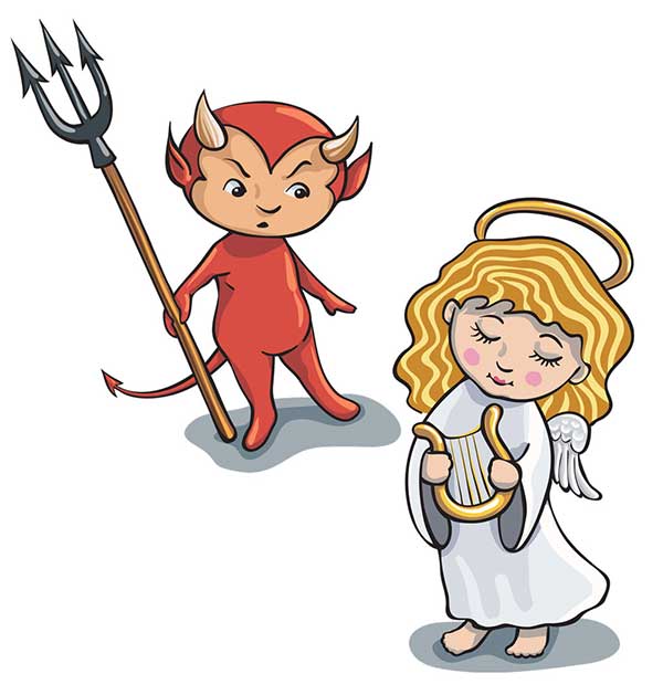 Angel and Devil (spot illustration) © 2013 Randy Mott